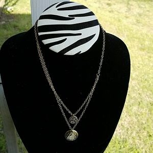 Gold double layer necklace set